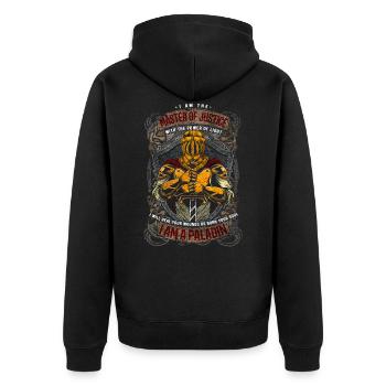 I Am A Paladin Master of Justice RPG MMORPG - Unisex Premium Bio Zip Hoodie - Schwarz - Hinten - Nico (187cm)