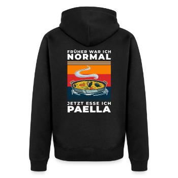 Paella Reisgericht Spanien Valencia Früher normal - Unisex Premium Bio Zip Hoodie - Schwarz - Hinten - Nico (187cm)