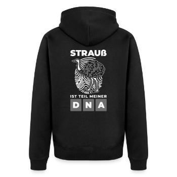 Strauß Vogelstrauß Straußenfarm - Meine DNA - Unisex Premium Bio Zip Hoodie - Schwarz - Hinten - Nico (187cm)