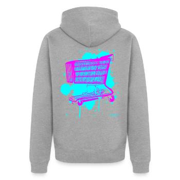 2reborn Einkaufswagen neo pink - Unisex Premium Bio Zip Hoodie - Grau meliert - Hinten - Nico (187cm)