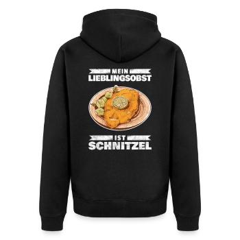 Wiener Schnitzel Kalbfleisch Österreich - Obst - Unisex Premium Bio Zip Hoodie - Schwarz - Hinten - Nico (187cm)