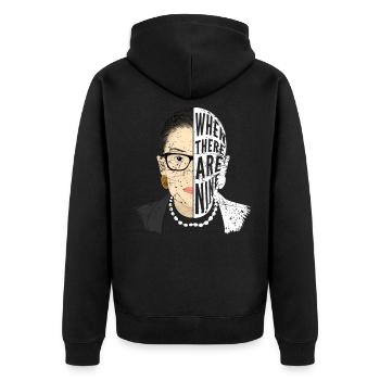 Ruth Bader Ginsburg When there are nine - Unisex Premium Bio Zip Hoodie - Schwarz - Hinten - Nico (187cm)