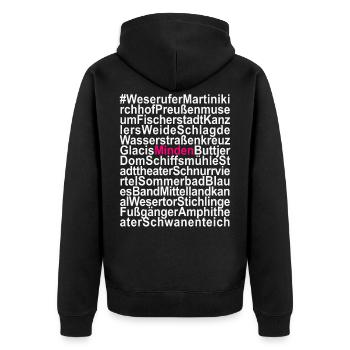 Minden - Unisex Premium Bio Zip Hoodie - Schwarz - Hinten - Nico (187cm)