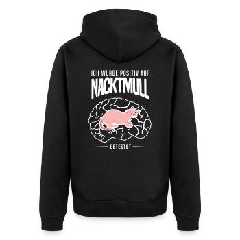 Nacktmull Nagetier Sandgräber Afrika - Positiv - Unisex Premium Bio Zip Hoodie - Schwarz - Hinten - Nico (187cm)