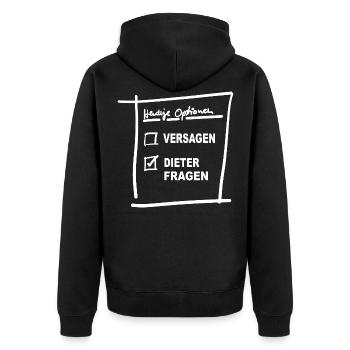 Heutige Optionen Dieter Fragen - Unisex Premium Bio Zip Hoodie - Schwarz - Hinten - Nico (187cm)