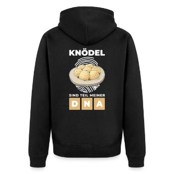 Knödel Klöße Semmelknödel Deutschland - Meine DNA - Unisex Premium Bio Zip Hoodie - Schwarz - Hinten - Nico (187cm)