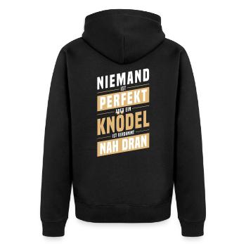 Knödel Klöße Semmelknödel Deutschland - Perfekt - Unisex Premium Bio Zip Hoodie - Schwarz - Hinten - Nico (187cm)