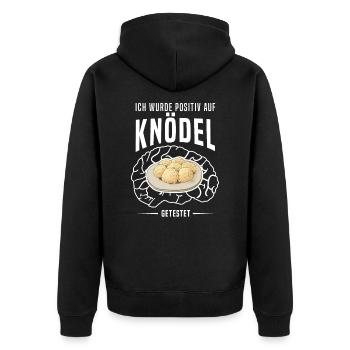 Knödel Klöße Semmelknödel Deutschland - Positiv - Unisex Premium Bio Zip Hoodie - Schwarz - Hinten - Nico (187cm)