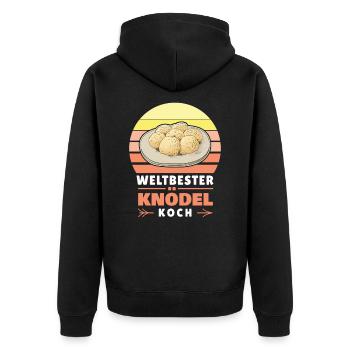 Knödel Klöße Semmelknödel Deutschland - Koch - Unisex Premium Bio Zip Hoodie - Schwarz - Hinten - Nico (187cm)