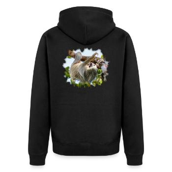 Two-toed Sloth Hanging in a Tree - Unisex Premium Organic Zip Hoodie - black - Back - Nico (187cm)