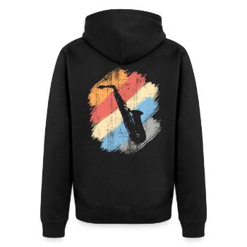 Saxophon - Unisex Premium Bio Zip Hoodie - Schwarz - Hinten - Nico (187cm)