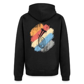 tenorhorn - Unisex Premium Bio Zip Hoodie - Schwarz - Hinten - Nico (187cm)