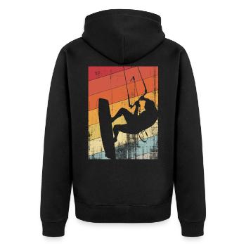 kitesurfing drachen drachen retro - Unisex Premium Bio Zip Hoodie - Schwarz - Hinten - Nico (187cm)