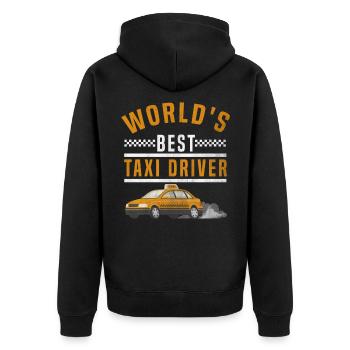 Taxi - Unisex Premium Bio Zip Hoodie - Schwarz - Hinten - Nico (187cm)