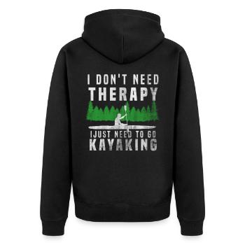 Kayak Therapy - Unisex Premium Organic Zip Hoodie - black - Back - Nico (187cm)