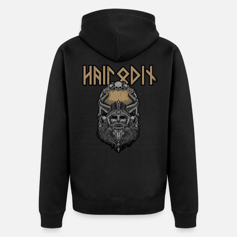 Odin-Wikinger - Unisex Premium Bio Zip Hoodie - Schwarz