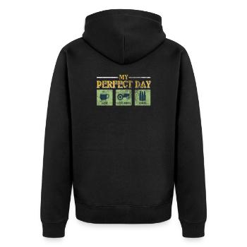 Traktor - Unisex Premium Bio Zip Hoodie - Schwarz - Hinten - Nico (187cm)