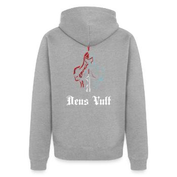 Ritter - Unisex Premium Bio Zip Hoodie - Grau meliert - Hinten - Nico (187cm)