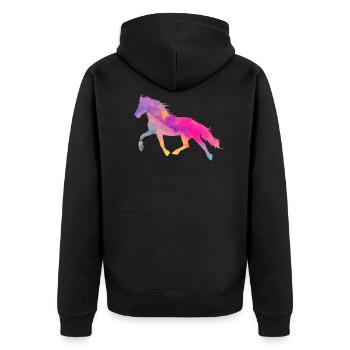 horse - Unisex Premium Organic Zip Hoodie - black - Back - Nico (187cm)