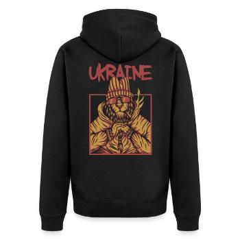 ukraine - Unisex Premium Bio Zip Hoodie - Schwarz - Hinten - Nico (187cm)