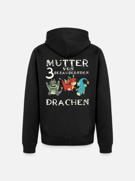 Frau Mutter Drachen - Unisex Premium Bio Zip Hoodie - Schwarz