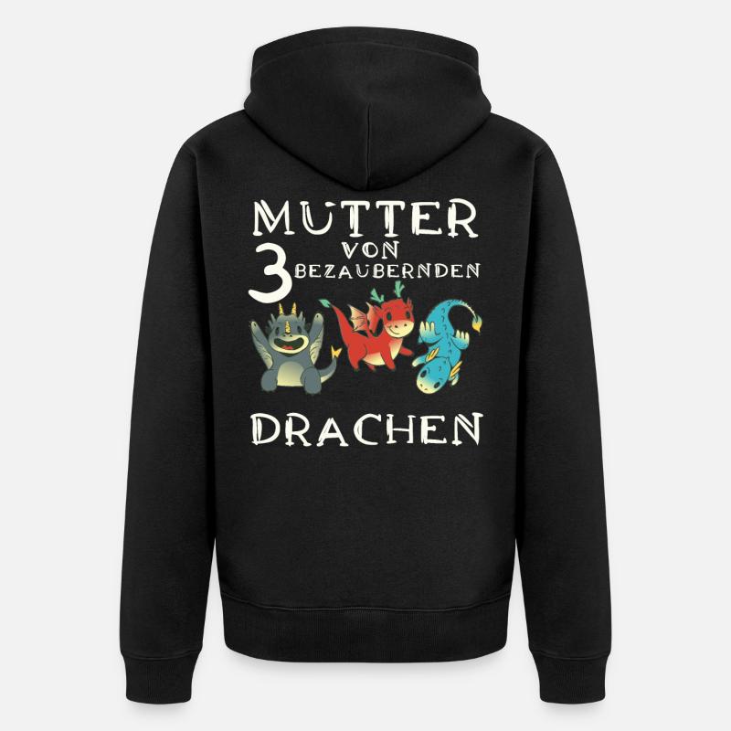 Frau Mutter Drachen - Unisex Premium Bio Zip Hoodie - Schwarz