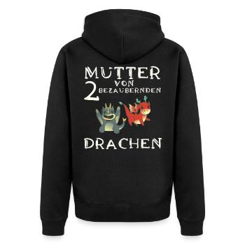 Frau Mutter Drachen - Unisex Premium Bio Zip Hoodie - Schwarz - Hinten - Nico (187cm)