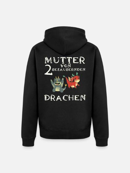 Frau Mutter Drachen - Unisex Premium Bio Zip Hoodie - Schwarz