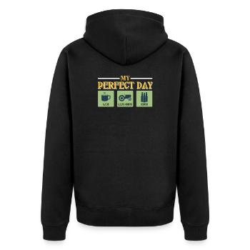 tractor - Unisex Premium Organic Zip Hoodie - black - Back - Nico (187cm)