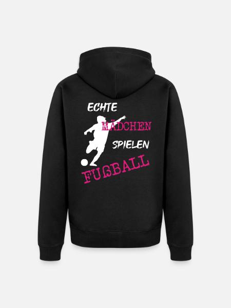 echter Mädchenfußball - Unisex Premium Bio Zip Hoodie - Schwarz