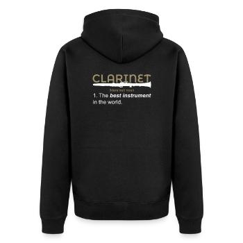 Klarinette - Unisex Premium Bio Zip Hoodie - Schwarz - Hinten - Nico (187cm)