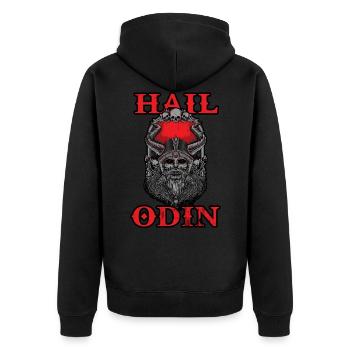 vikinger odin - Unisex Premium Bio Zip Hoodie - Schwarz - Hinten - Nico (187cm)