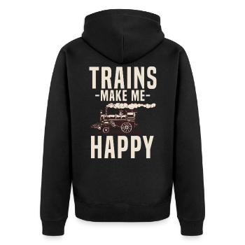 Les trains - Veste à capuche bio Premium Unisexe - noir - Dos - Nico (187cm)