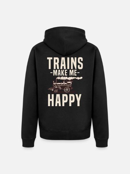 Trains - Unisex Premium Organic Zip Hoodie - black