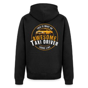 Taxi - Unisex Premium Bio Zip Hoodie - Schwarz - Hinten - Nico (187cm)