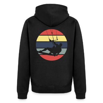 Kitesurfen - Unisex Premium Bio Zip Hoodie - Schwarz - Hinten - Nico (187cm)