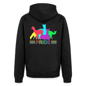 Proud Llama Pride - Unisex Premium Organic Zip Hoodie - black - Back - Nico (187cm)
