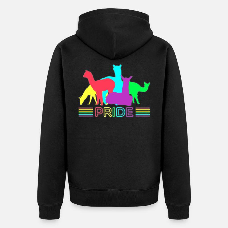 Stolzes Lama Pride - Unisex Premium Bio Zip Hoodie - Schwarz