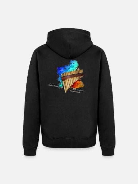 pan flute - Unisex Premium Organic Zip Hoodie - black