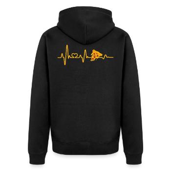 Herzschlag Pizza Pizzaliebhaber Pizzeria Fast Food - Unisex Premium Bio Zip Hoodie - Schwarz - Hinten - Nico (187cm)