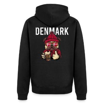 Denmark - Unisex Premium Organic Zip Hoodie - black - Back - Nico (187cm)