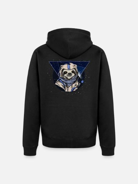 Sloth astronaut - Unisex Premium Organic Zip Hoodie - black