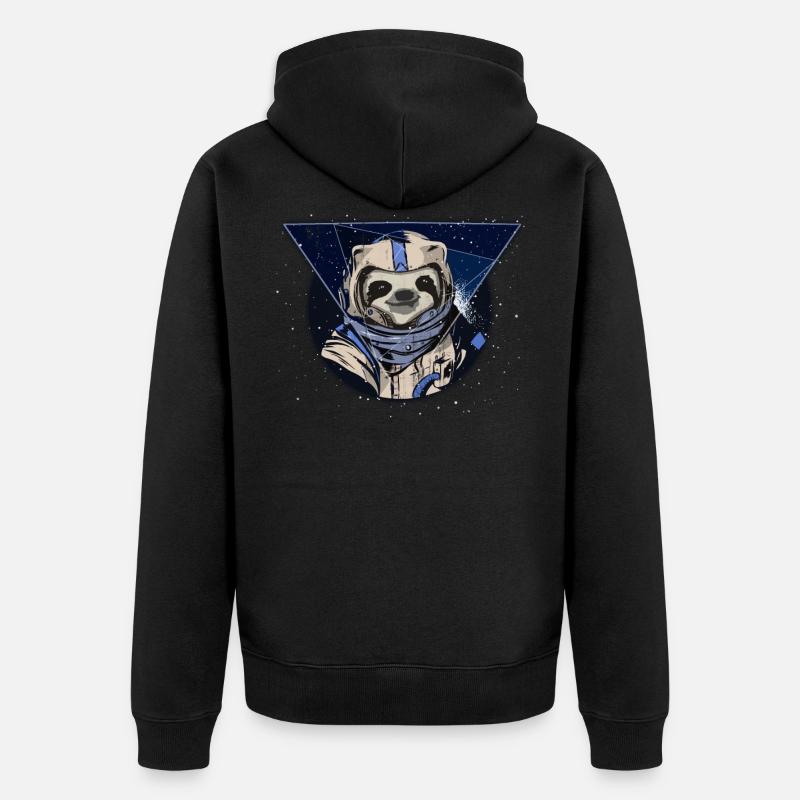 Faultier-Astronaut - Unisex Premium Bio Zip Hoodie - Schwarz