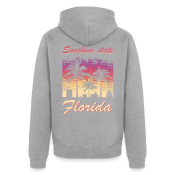 Florida - Unisex Premium Organic Zip Hoodie - heather grey - Back - Nico (187cm)