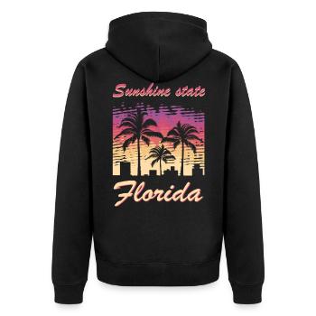 florida - Unisex Premium Bio Zip Hoodie - Schwarz - Hinten - Nico (187cm)