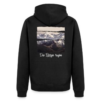 die berge rufen - Unisex Premium Bio Zip Hoodie - Schwarz - Hinten - Nico (187cm)