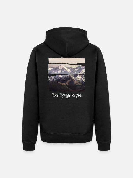 die berge rufen - Unisex Premium Bio Zip Hoodie - Schwarz