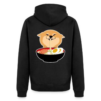 Ramen Verrückt Shiba Hund Japanische Nudeln Ramen - Unisex Premium Bio Zip Hoodie - Schwarz - Hinten - Nico (187cm)