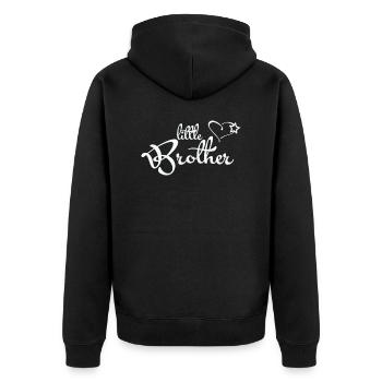 Petit frère - cadeau pour frère - cœur de frère - Veste à capuche bio Premium Unisexe - noir - Dos - Nico (187cm)