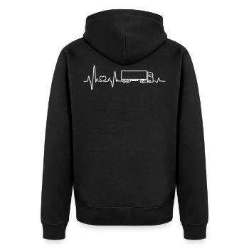 Truck Trucker Herzschlag EKG Berufskraftafhrer - Unisex Premium Bio Zip Hoodie - Schwarz - Hinten - Nico (187cm)